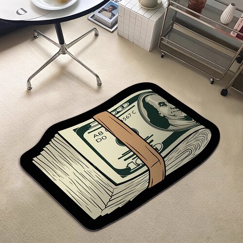 Trendy hip-hop paper money currency dollar banknote floor mat creative personality fashion living room bedside carpet foot mat
