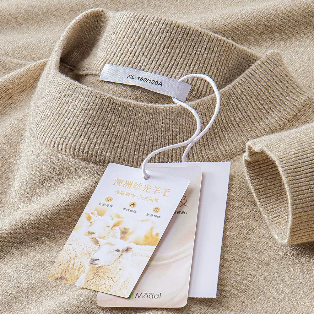 Мерсеризованый шерстяной свитер Модаль с полувысоким воротником мужской теплый осенью и зимой