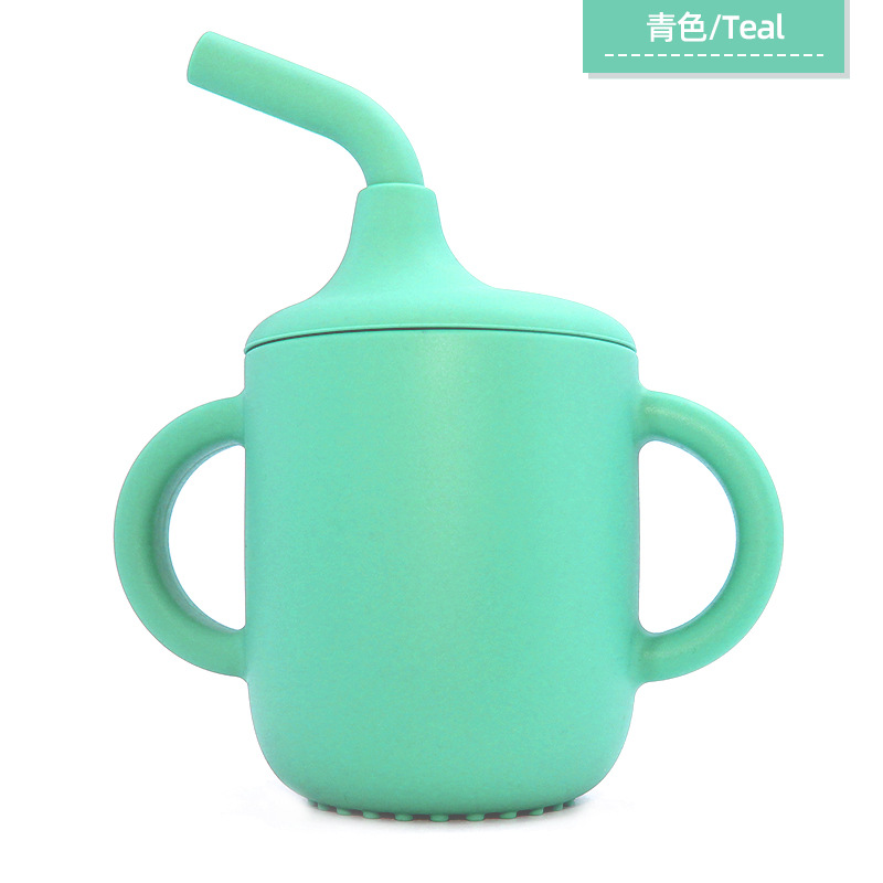 Binaural 구부러진 sippy 컵 180ml: cyan