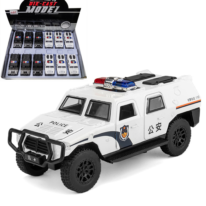 [散裝]嘉業1:32猛士警車合金聲光回力越野車模型玩具VB32722