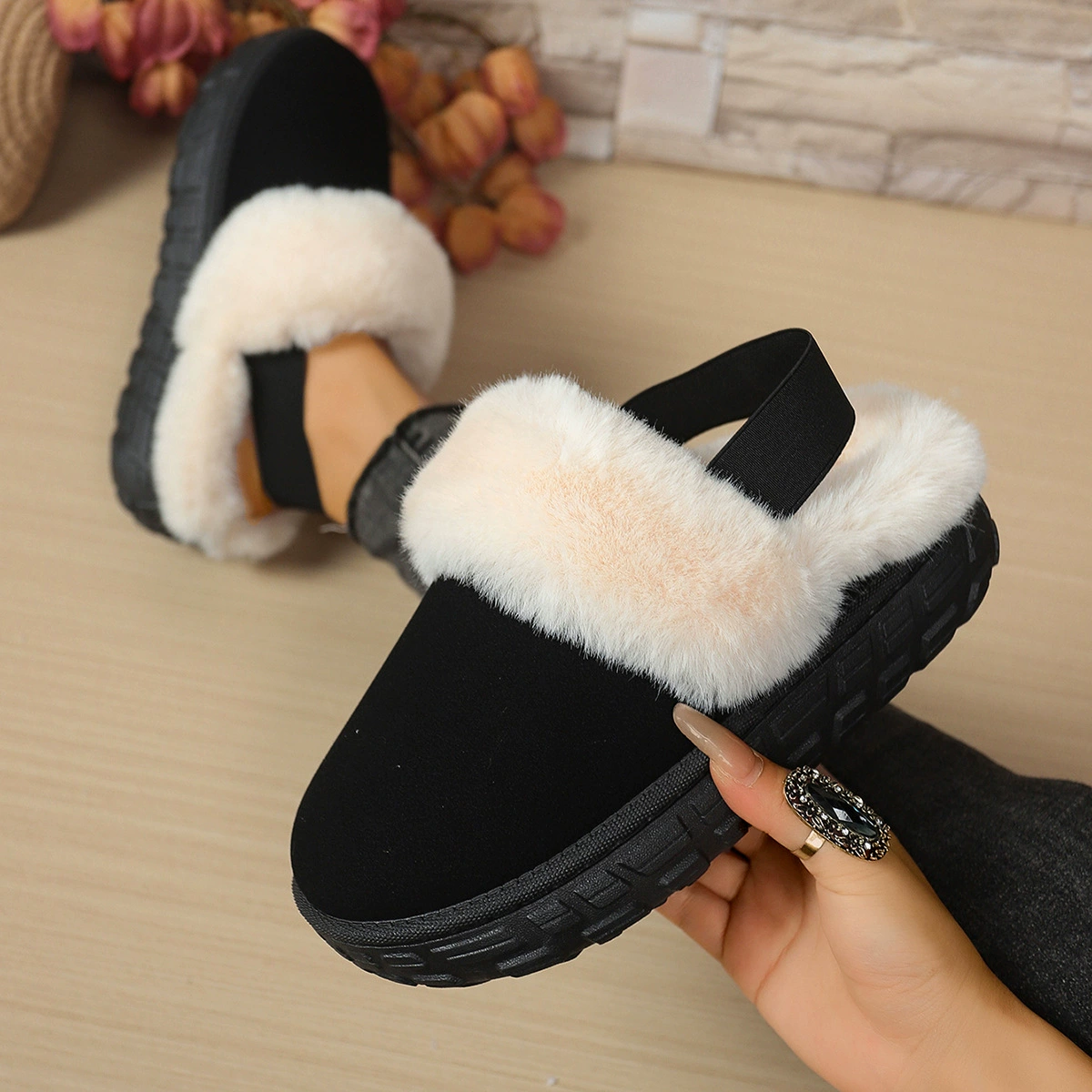 Winter boots platform, fleece keep warm shoes