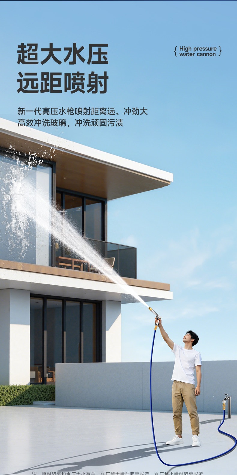 Suitable for German car wash water guns, high-pressure nozzles, household faucets, retractable water pipes, flexible hoses, and powerful anti-explosion cleaning