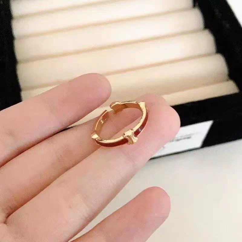 Gold dripping oil double c ring