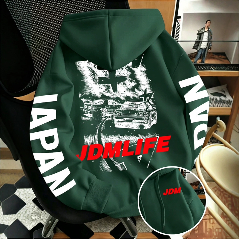 Jdm Drift Sports Car Hoodie Japanese Manga Racing Iapan Full-Sleeve Printed Motorcycle Loose Top