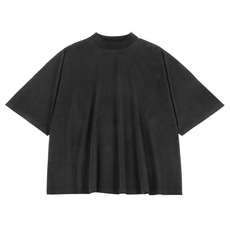 Camiseta de Verano para Hombre, Algodón Grueso de 300G, Marca de Moda, Corte Amplio, Estilo Europeo y Americano, Holgada, Talla Grande, Color Sólido, Media Manga