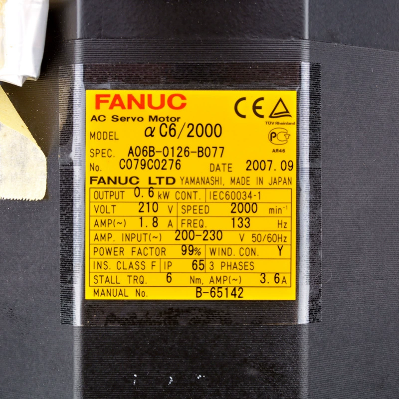Сервомотор FANUC A06B-0126-B077: оригинальный тест в месте, OK, переговоры