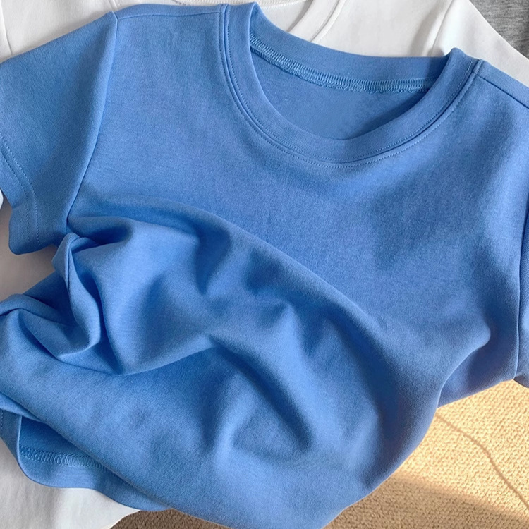 High-grade Klein Blue Ice Silk Short-sleeved T-shirt Women's Cotton Small Shirt Summer Loose Lyocell Tencel Top