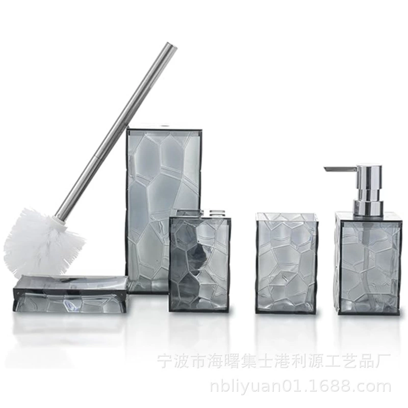 Acrylic set, container, toothbrush, soap holder, toilet