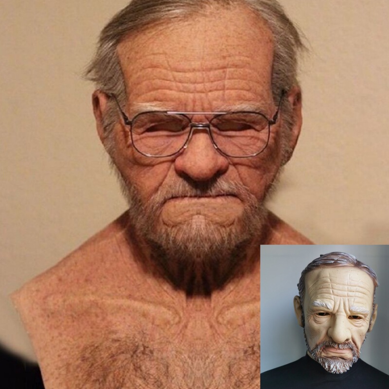 Independent Station Halloween Mask Simulation Face Young Face Wig Latex Old Man Head Cover Cross-border Explosion Mask