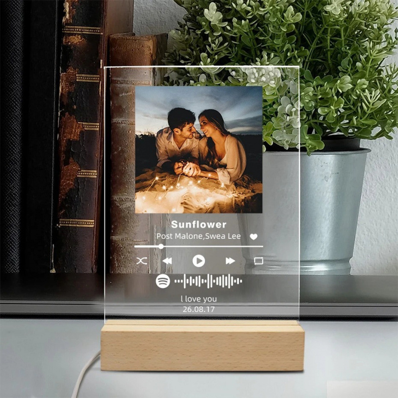 Cross-Border Acrylic Music Light Sign Photo Album Cover Night Light Song Photo Frame Wooden Base Night Light Cross-Border Acrylic Music Light Sign Photo Album Cover Night Light Song Photo Frame Wooden Base Night Light