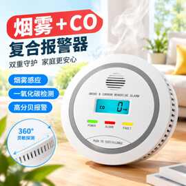 跨境新品2合1烟雾一氧化碳报警器高灵敏度耐用批发智能