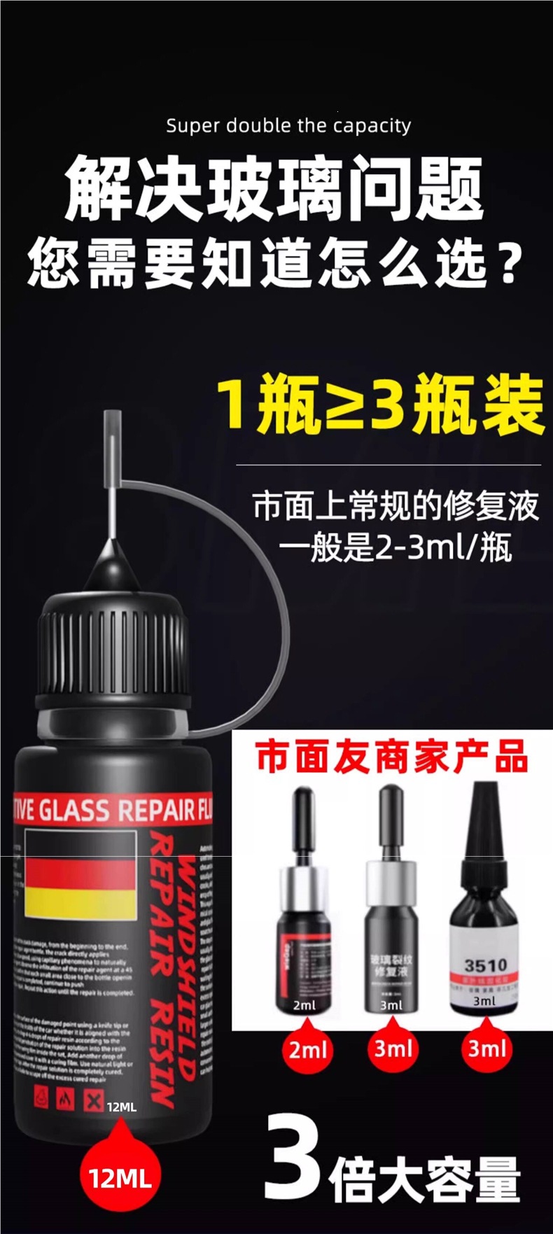 Car Glass Crack Repair Fluid, Front Windshield Crack Repair, Special Scratch Restoration Agent, Crack-Free Glue