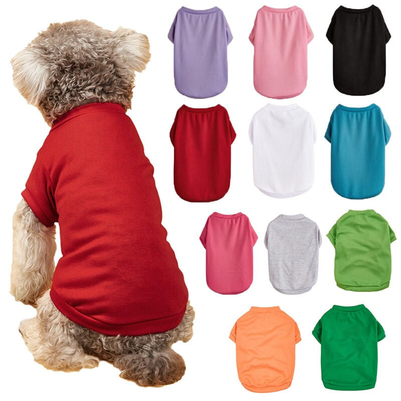 Cross-Border puppy round neck solid color casual sweater spring and summer plain Teddy VIP cat pet dog clothes T-shirt Cross-Border puppy round neck solid color casual sweater spring and summer plain Teddy VIP cat pet dog clothes T-shirt