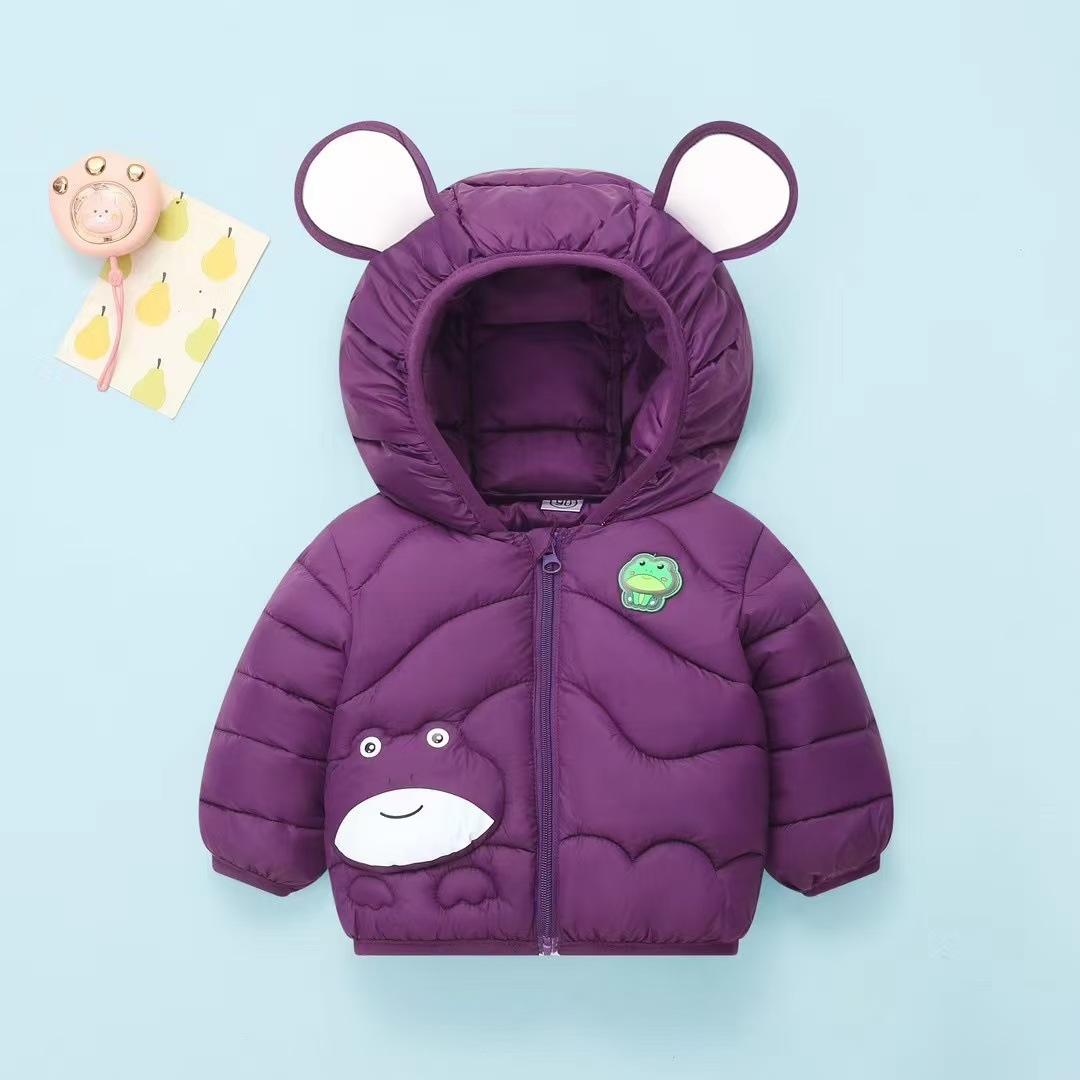 ropa de algodón de pluma unida para bebés y niños pequeños, ropa de algodón de rana encapuchada recién nacida