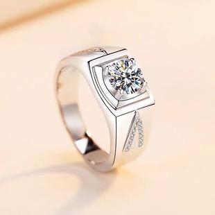 Men's Ring Platinum Domineering Moissanite Diamond Ring Fashion Valentine's Day Birthday Gift Simulated Zircon Ring