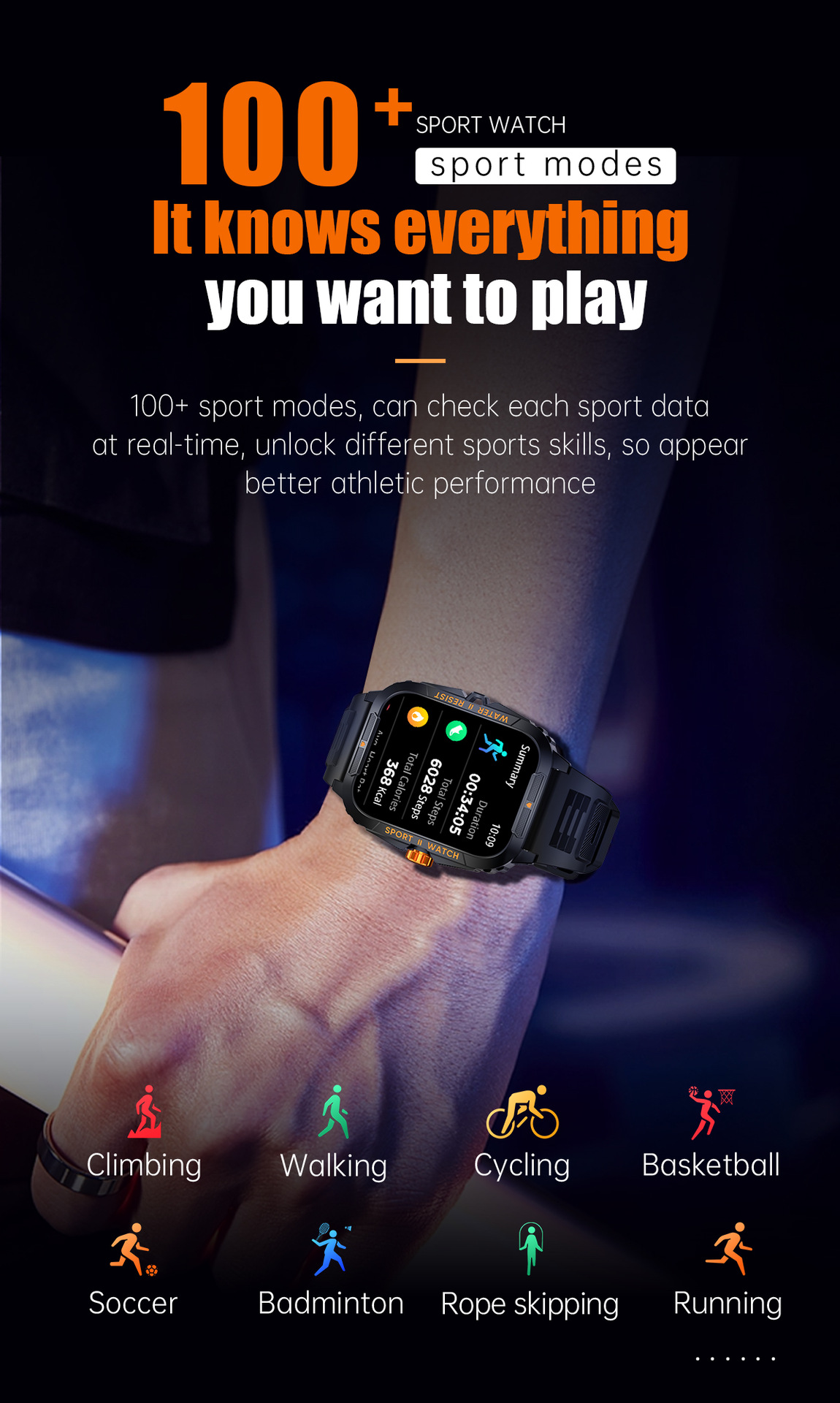 Sport Smartwatch Mit Herzfrequenzmesser Und Full Screen Display_voghion.com