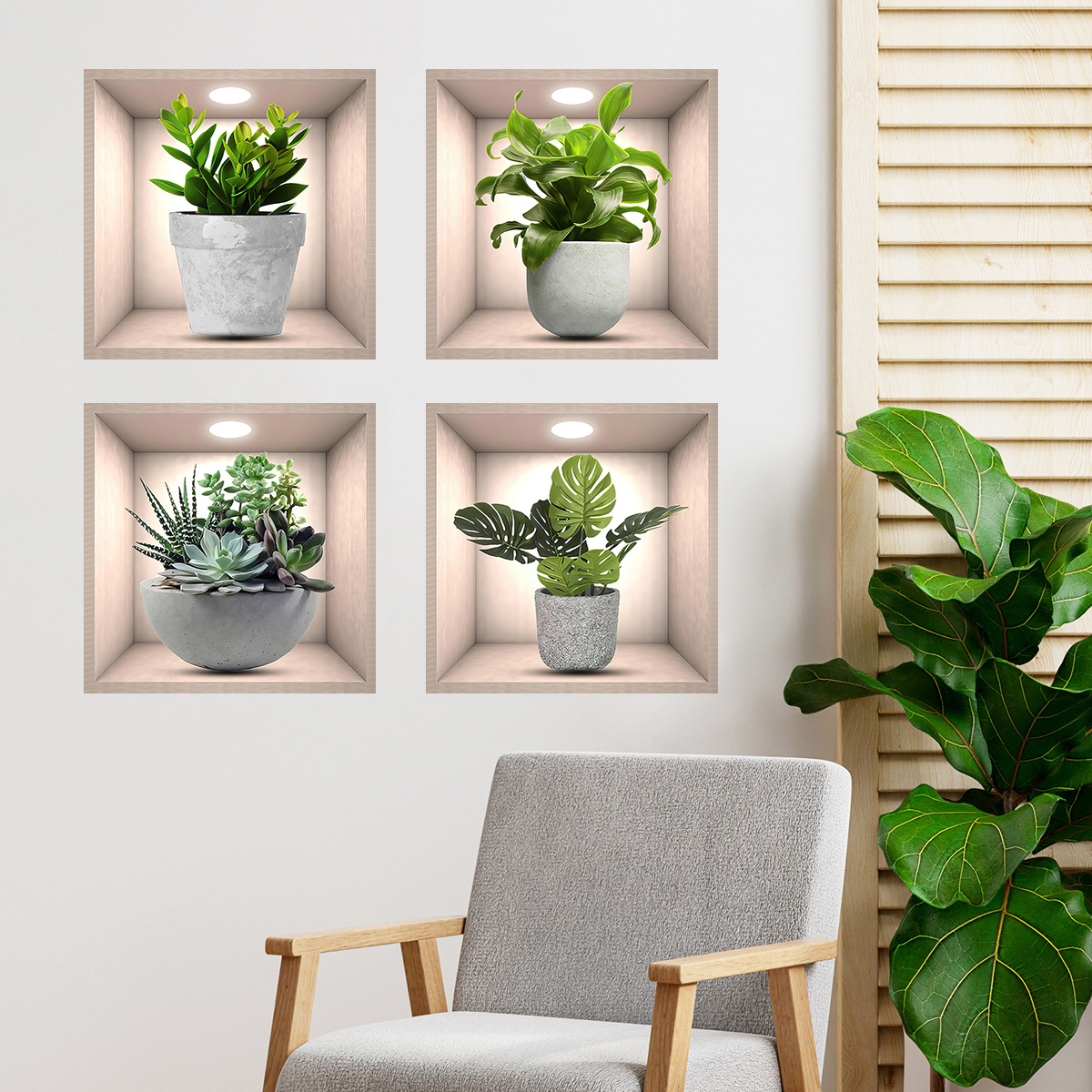 3d väggdekaler grön växt för vardagsrumsdekoration_voghion.com