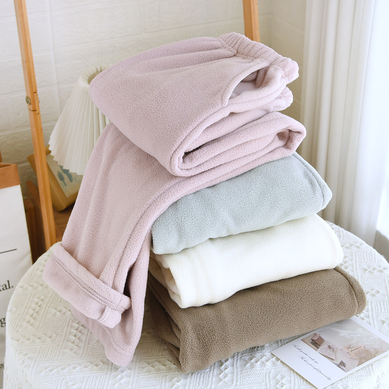 Couple Polar Fleece Pajamas Autumn and Winter Warm Home Pants Simple Pure Color Coral Velvet Pants for Men and Women to Wear Casually Outside