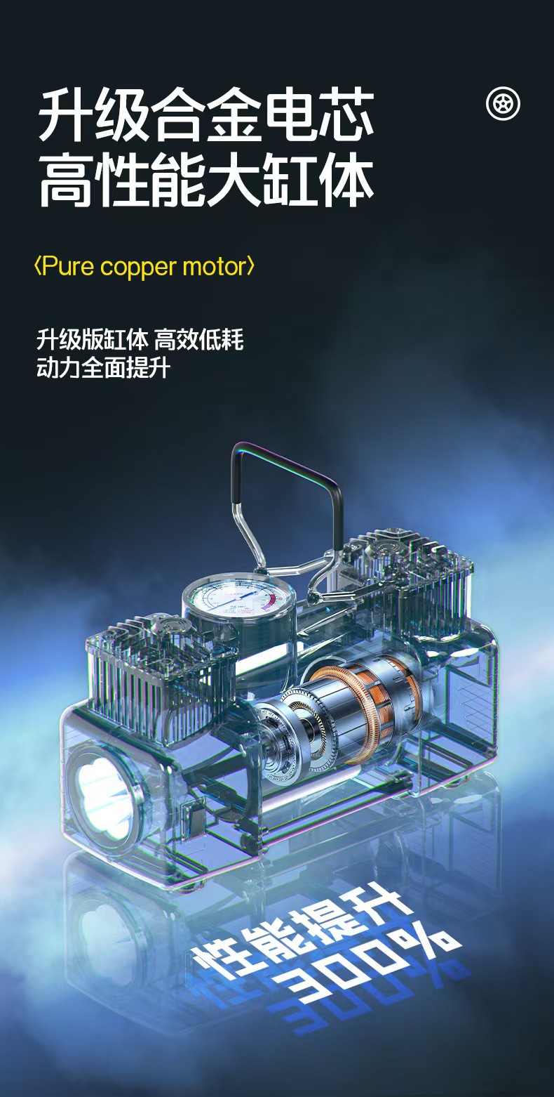 Car-Mounted 12V Air Pump, Off-Road Air Pump, Portable Car Tire High-Power High-Pressure Air Pump for Small Cars