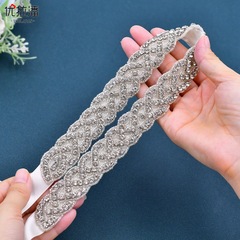 Ulapan Bridal Waist Belt, European & American Style, Silver Rhinestone Waistband for Wedding Dresses, Handmade Beaded Accessories, S216