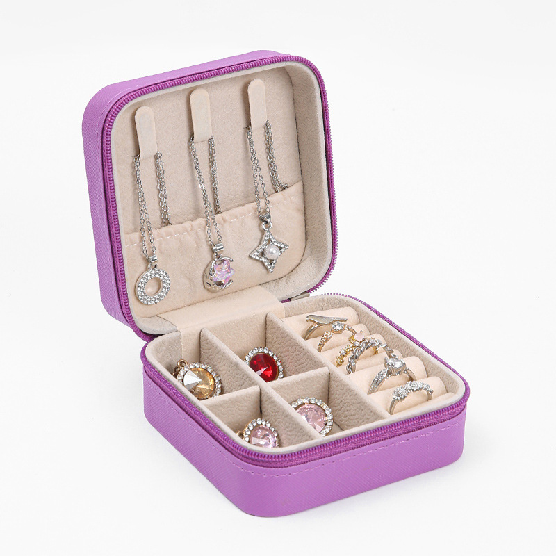 Caja de joyería de alta calidad simple, pendiente, collar, anillo, caja de almacenamiento al por mayor, caja de almacenamiento de joyería antioxidante portátil de doble capa