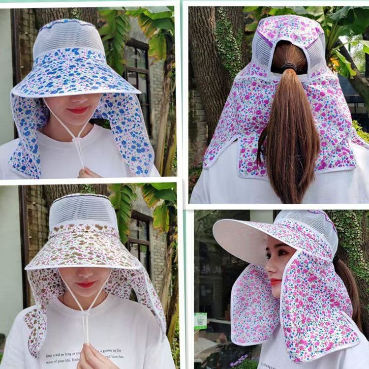 Chapéu feminino respirável de verão com aba larga, ideal para trabalho ao ar livre, proteção para o rosto e pescoço, proteção UV._voghion.com