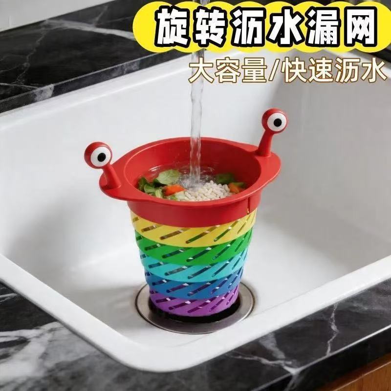 小怪兽彩虹过滤网厨房水槽水池垃圾滤网洗菜盆下水道防堵过滤神器
