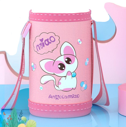 Cartoon genuine glass, children's bag strap, protective case, with embroidery