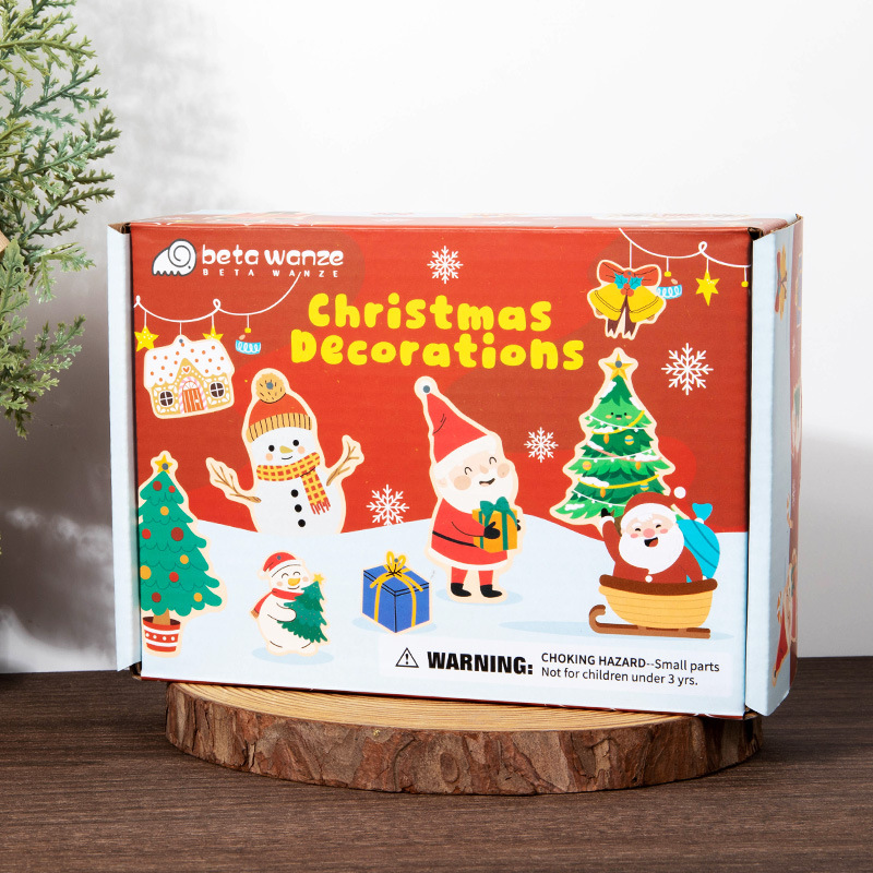 Árbol de Navidad Santa Claus Fiesta de Navidad Decoración Colgante Cross-Border nuevo cartón de dibujos animados de madera Colgante Regalo de Navidad