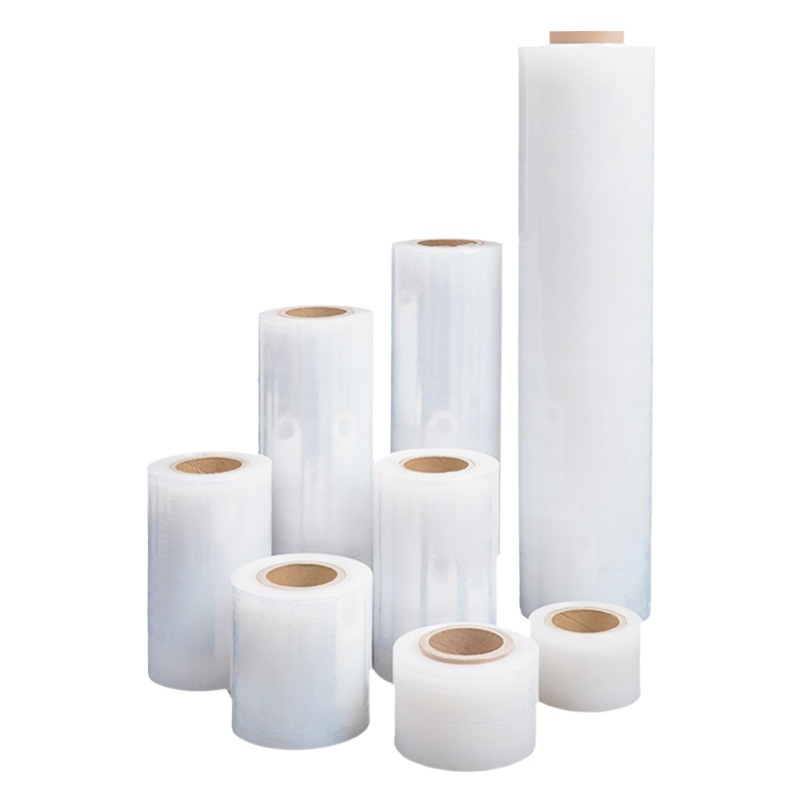 Pequeño rollo de PE bobina Fabricante de película de embalaje película de estiramiento industrial película de plástico fresco caja de sellado película de embalaje