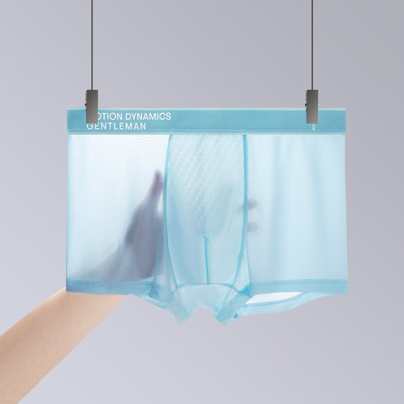 Nuevos calzoncillos de seda de hielo de hombre transpirables, calzoncillos antibacterianos de color sólido, calzoncillos delgados y delgados para hombres en stock al por mayor