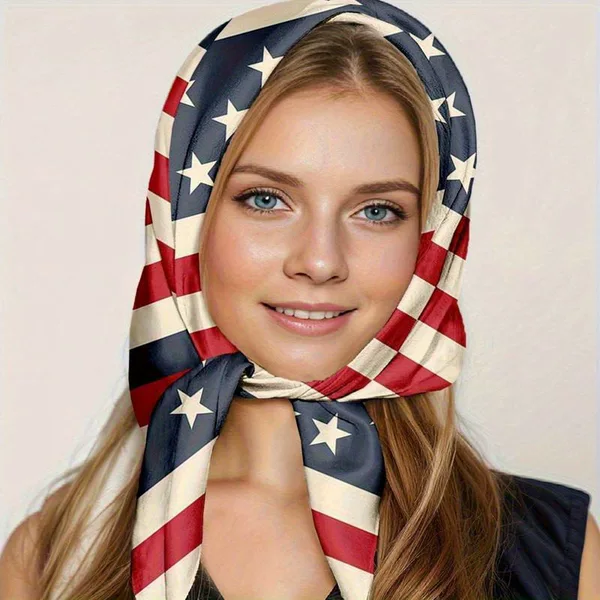Usa-Canada World Cup Flag Print Square Scarf_Outdoor Supporter Headband Scarf Versatile Sweat-Absorbing Hair Band Headscarf