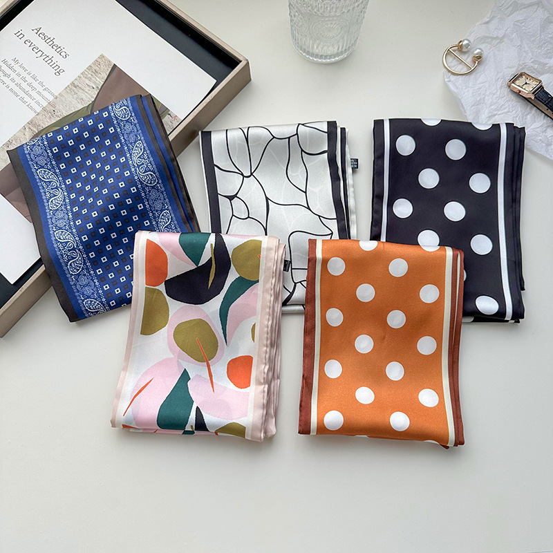 Nueva moda, punto de onda, bufanda de seda larga, delgada y larga, bufanda de seda pequeña multifuncional de primavera y verano biselada, cinturón