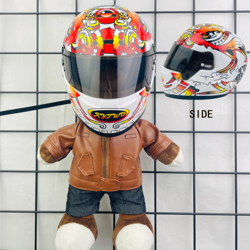 Coche eléctrico colgante oso muñeca casco cuero juguete coche tronco montar decoración 4S reparación tienda locomotora muñeca
