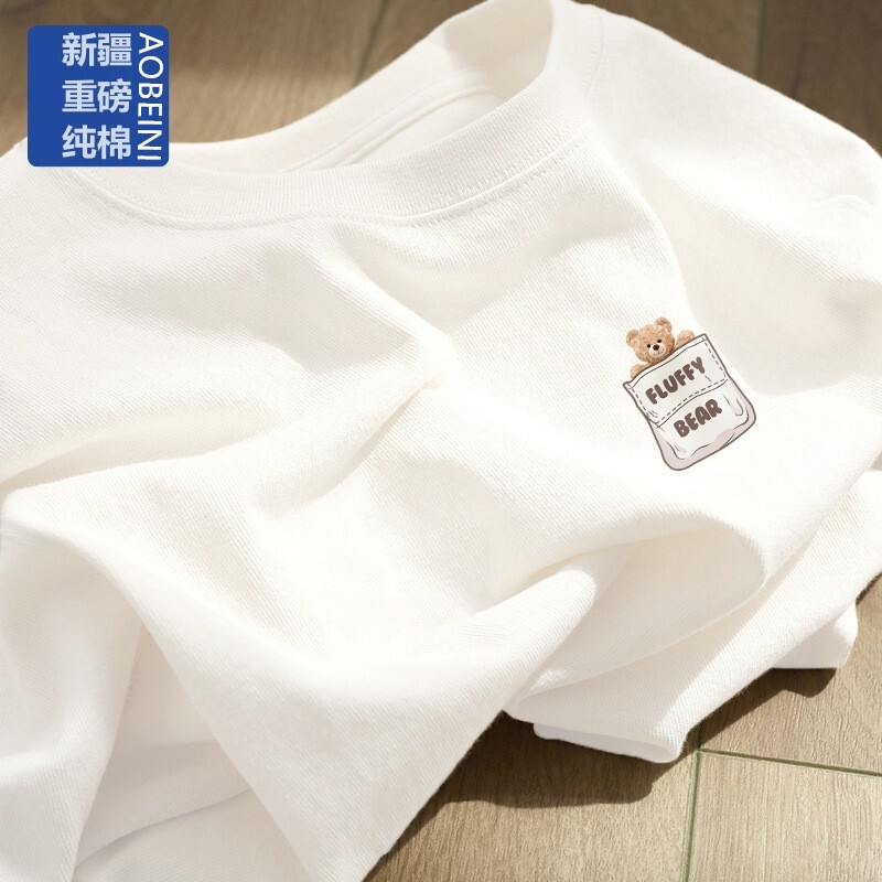 Pure Cotton Short-Sleeved T-Shirt for Women Summer New Round Neck Top for Women Fashionable Age-Reducing Loose Casual Korean Style Women's Clothing Trend