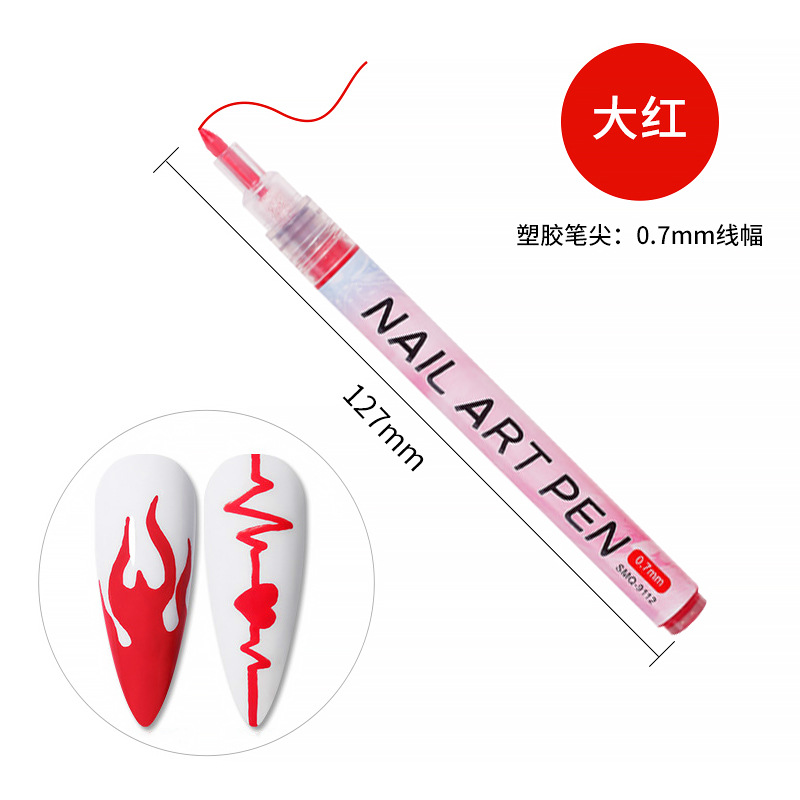 SOMEQI Bolígrafo para decoración de uñas de 12 colores para pintar y puntear, bolígrafo con punta de aguja para diario DIY, bolígrafo para delinear, bolígrafo para grafiti para decoración de uñas.