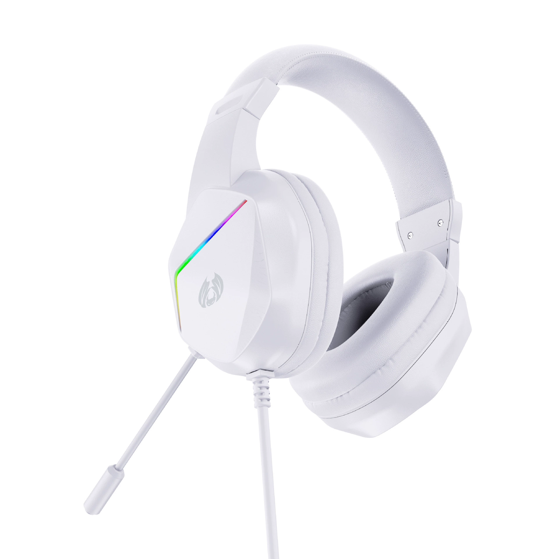 BATXELLENT Игровые наушники для ноутбука, 3.5 мм, RGB подсветка, белый/красный
