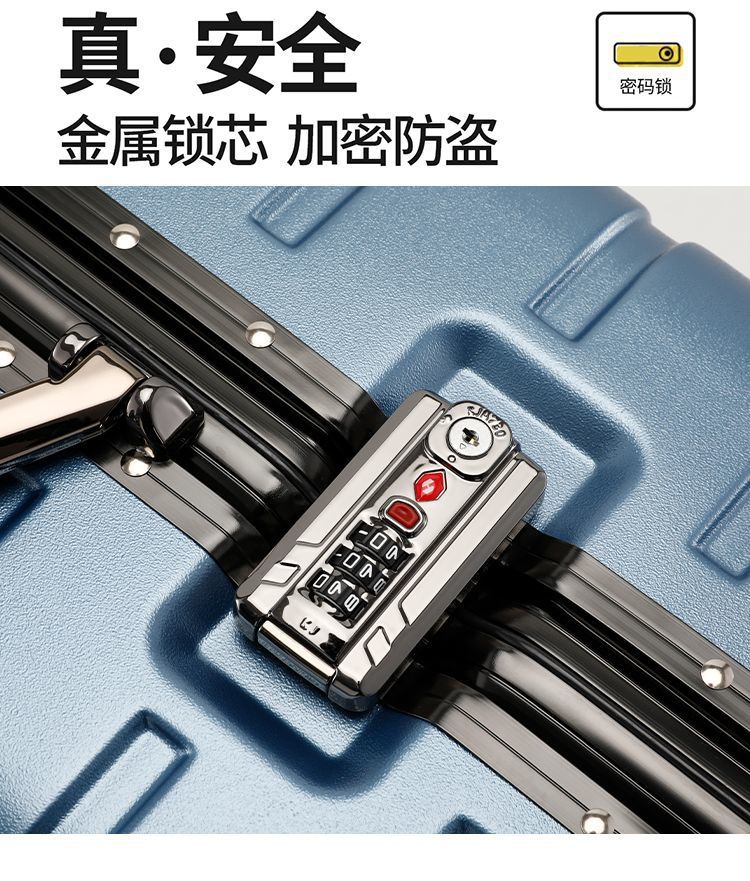 New Luggage Suitcase Aluminum Frame Dense Travel Suitcase Student Trolley Case Universal Wheels Carry-on Suitcase Brake Wheels Durable and Sturdy