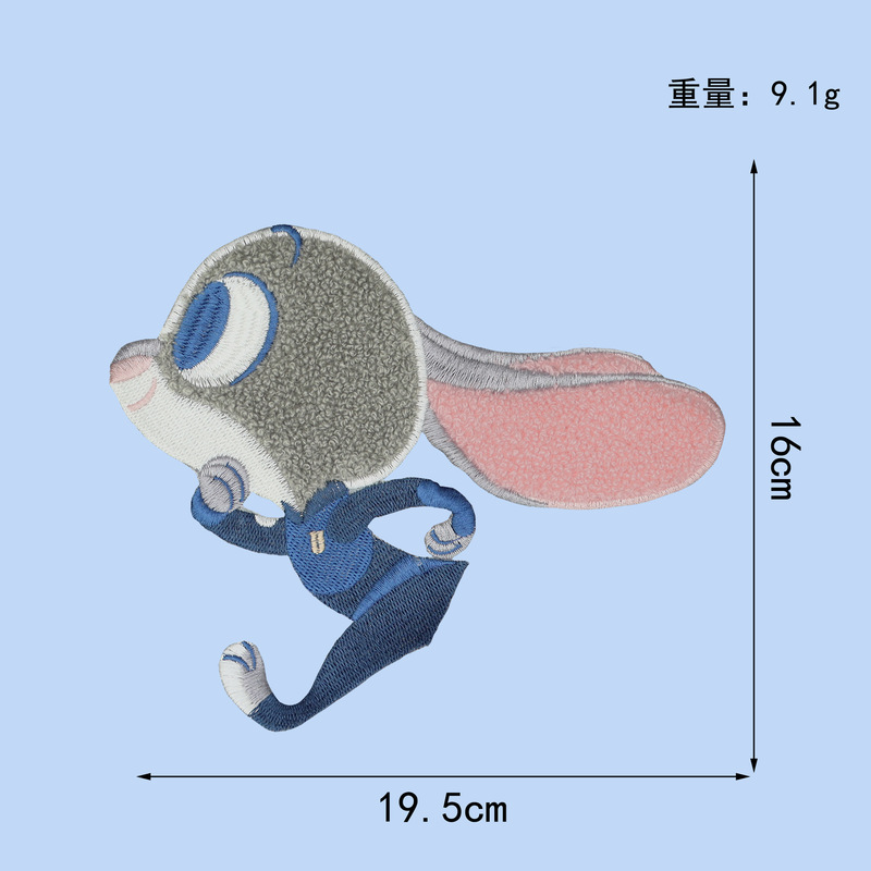 漫画のキツネのウサギの警察官のタオルの刺繍の布は服のズボンの包みを貼って服装のアクセサリのdiyの装飾を貼ります。|undefined