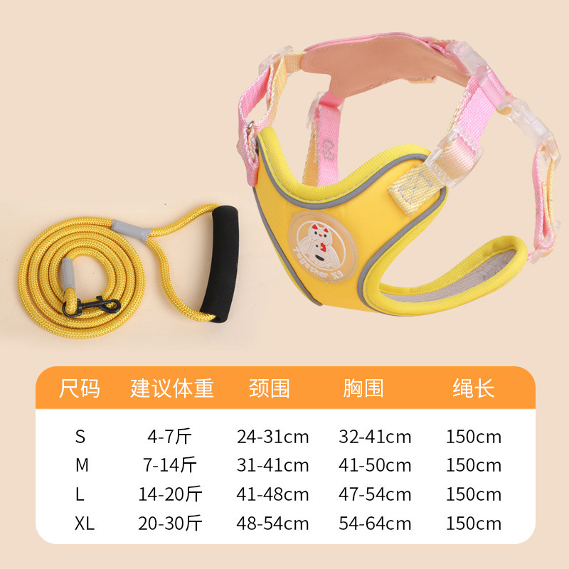 Nuevo gato y perro cuerda de tracción anti-liberación universal en forma de I luz nocturna transpirable correa para el pecho cuerda para gato cuerda para perro