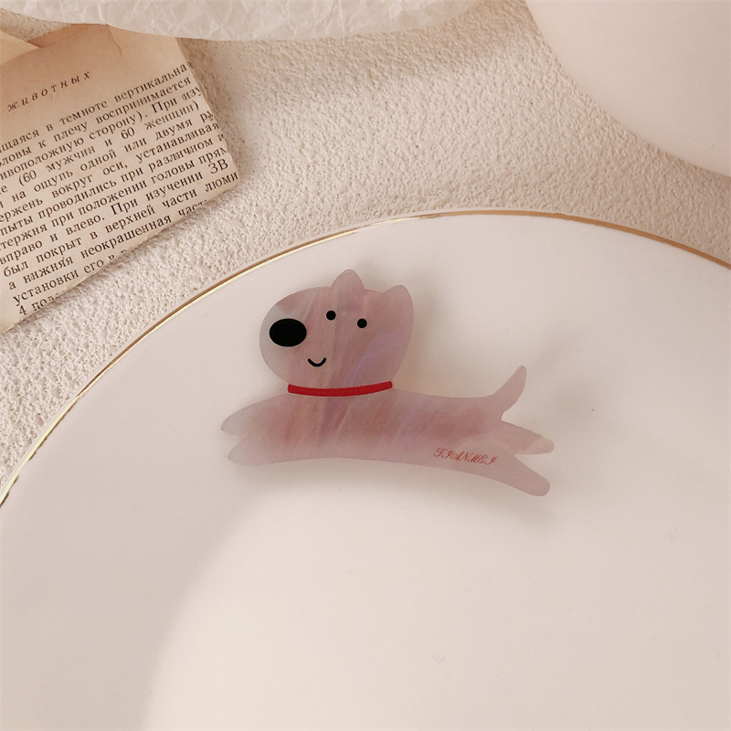 Diversión adolescente dulce acrílico perrito clip de cabello de dibujos animados lateral clip de bang clip de cabello adorable clip de boca de pato tocado