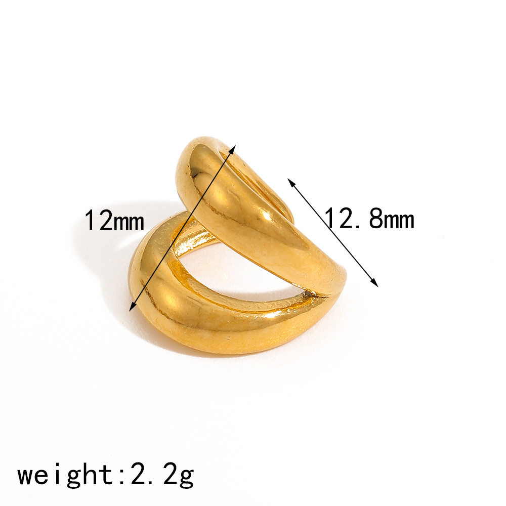 INS Wind Geometry Personality 18k Gold Acero inoxidable Earbone Earplugs Europeos y Americanos Simplificados Doble Capa Earplugs en forma de U
