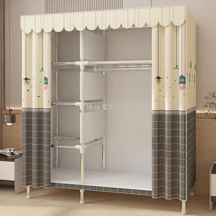 Durable Steel Pipe Sturdy Fabric Wardrobe for Home Bedroom Assembly, Suitable for Rental Housing Storage Cabinet, Simple Wardrobe Steel Frame