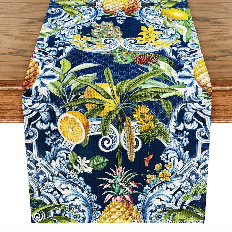 Nuevo verano limón lino bandera de mesa de fiesta al aire libre decoración de mesa de té de tela en el hogar bandera de mesa de té