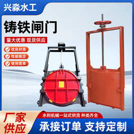 铸铁闸门镶铜水渠阀门方圆形手动电动两用闸阀启闭机一体渠道闸门
