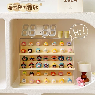萌粒展示盒亚克力透明防尘小摆件展示台盲盒收纳展示架手办展示柜