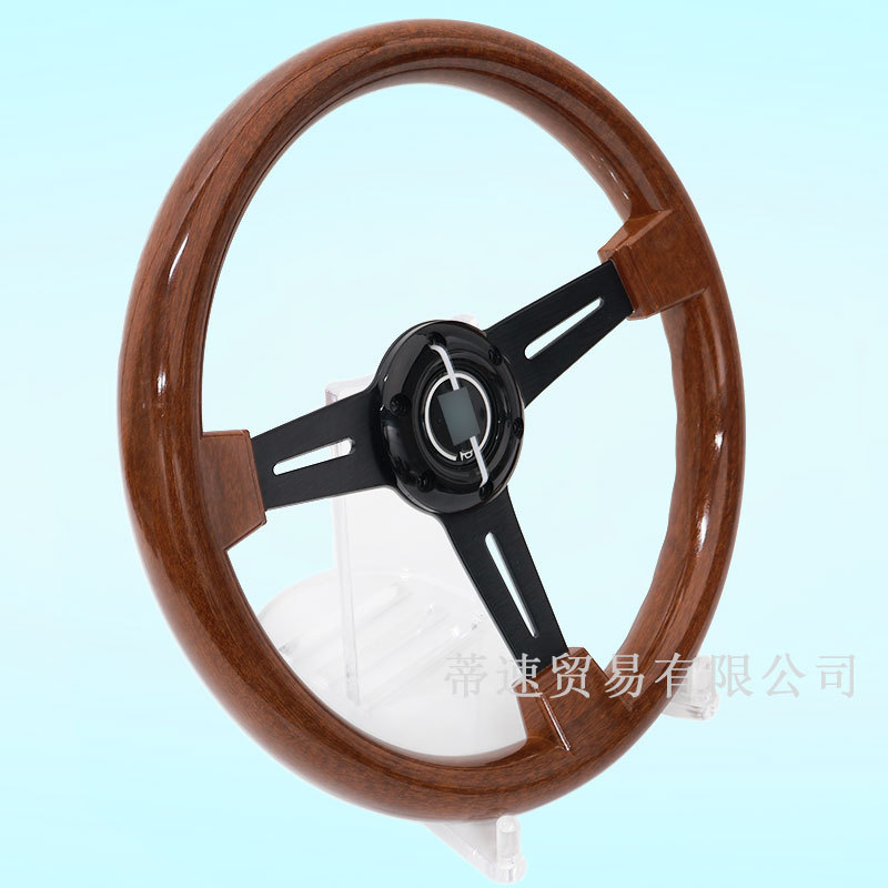 Factory direct car modification universal ABS imitation mahogany steering wheel 14 inch 350mm flat retro steering wheel