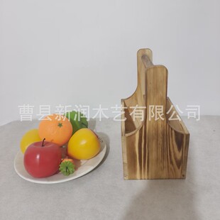Customized Solid Wood Wine Box Wine Rack 6-Pack Spice Rack Carbonized Burnt Color Paulownia Pine Multi-Color Logo Printing