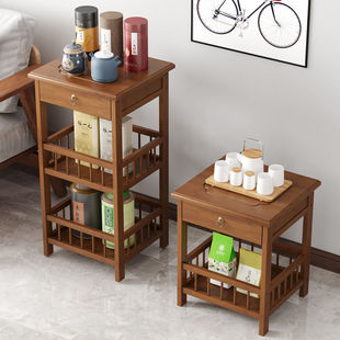 Simple Tea Cabinet Chinese Style Ancient Shelf Small Coffee Table Living Room Home Side Table Storage Rack Square Table Tea Storage Rack