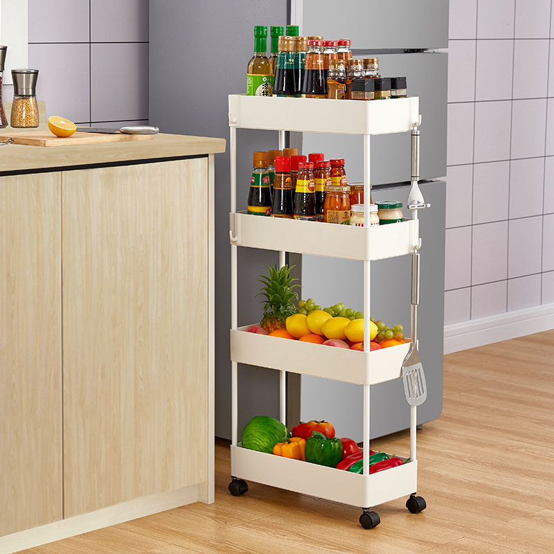 18cm宽浴室厨房窄缝落地可移动推车简易美容店收纳整理多功能架子